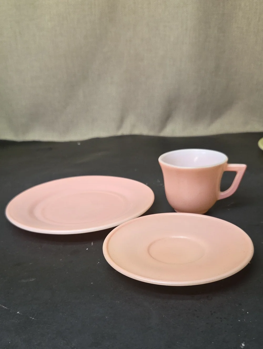 Hazel Atlas Little Hostess Glass Child's Tea Set 14pc 1940s Vintage + Silverware